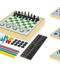 Jogo 6 em 1 - Xadrez, Damas, Trilha, Ludo, Pega-Varetas e Dominó