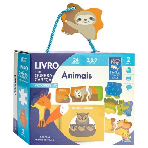 Livro com Quebra-Cabeça Progressivo - Animais