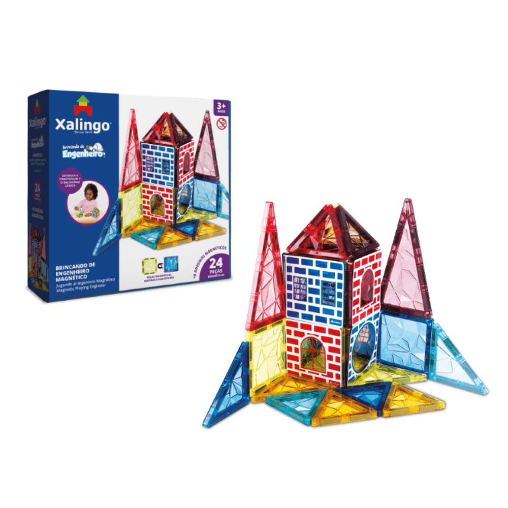 Brincando de Engenheiro Magnético 24 Peças